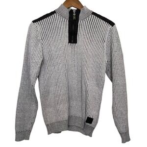 Guess Mens Quarter Zip Pullover Sweater Medium Ribbed Holiday  Grunge Y2K preppy